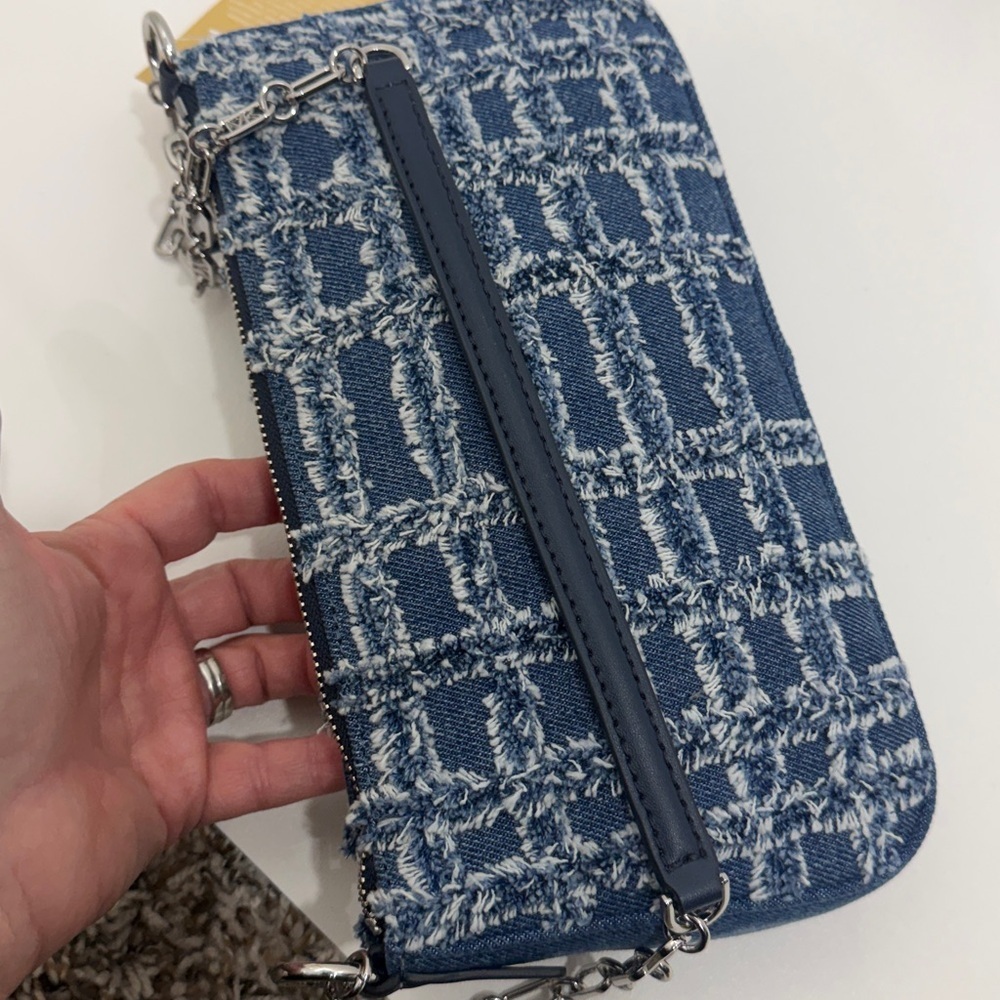 Michael Kors Empire Medium Frayed Denim Chain-Link Pochette handbag.
.NWT - Picture 6 of 12